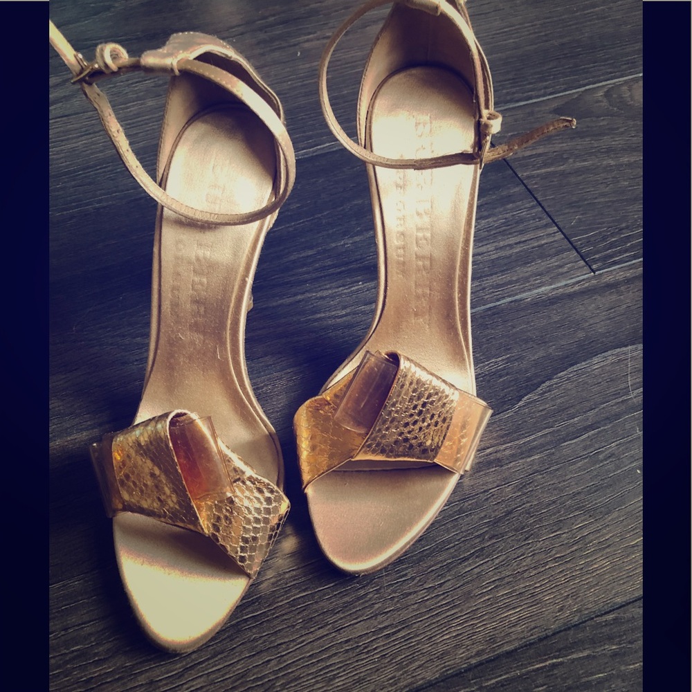 Burberry snake skin gold heels